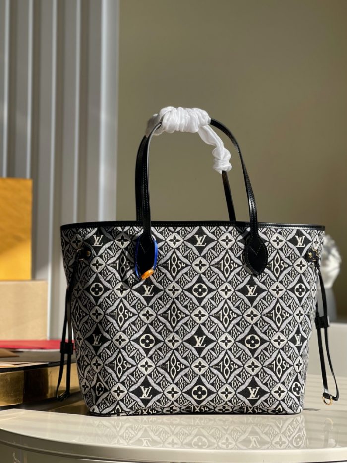 高仿LV NEVERFULL 中号手袋 1854系列妈咪包购物袋 灰色