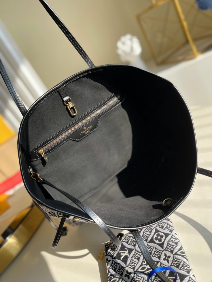 高仿LV NEVERFULL 中号手袋 1854系列妈咪包购物袋 灰色