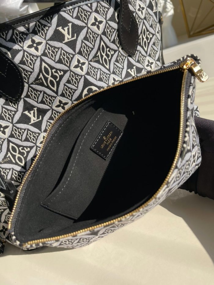 高仿LV NEVERFULL 中号手袋 1854系列妈咪包购物袋 灰色