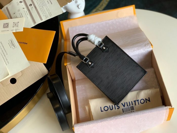 高仿LV PETIT SAC PLAT 手袋 Epi 皮革托特包 黑色