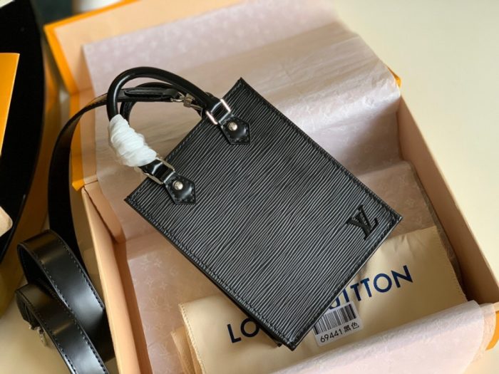 高仿LV PETIT SAC PLAT 手袋 Epi 皮革托特包 黑色