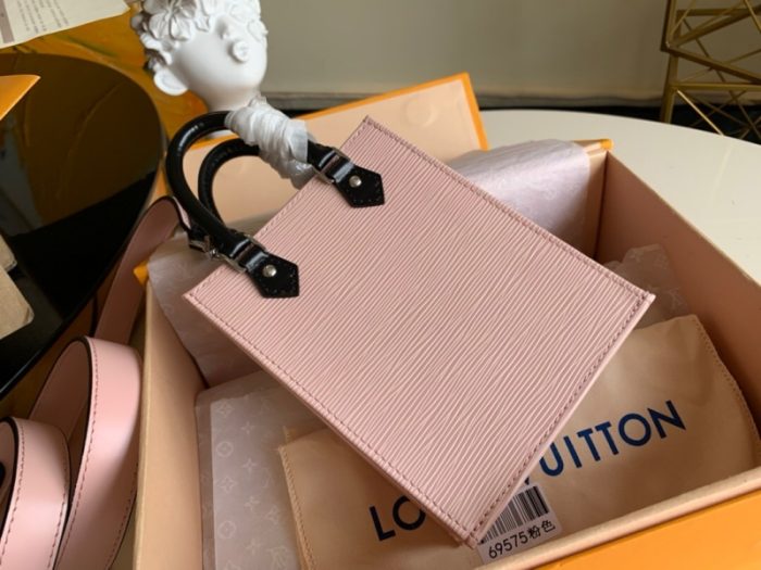 高仿LV PETIT SAC PLAT 手袋 Epi 皮革托特包 粉色