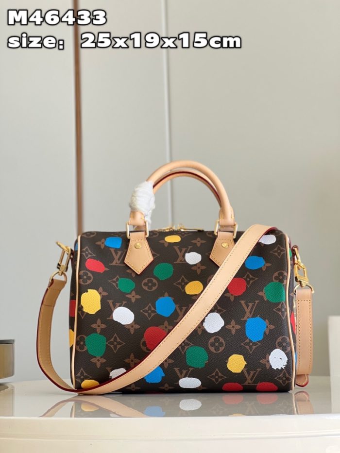 高仿LV x YK SPEEDY BANDOULIèRE 25 手袋 草间弥生合作系列枕头包