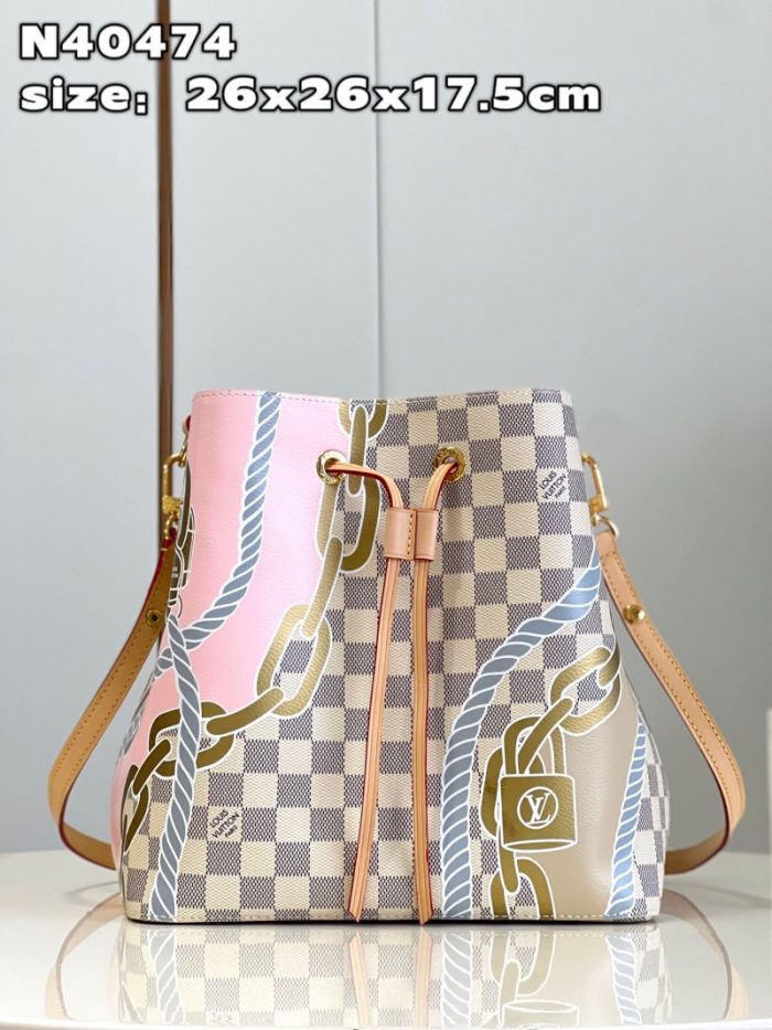 高仿LV Nautical 系列 NEONOE 中号手袋 LV航海印花水桶包