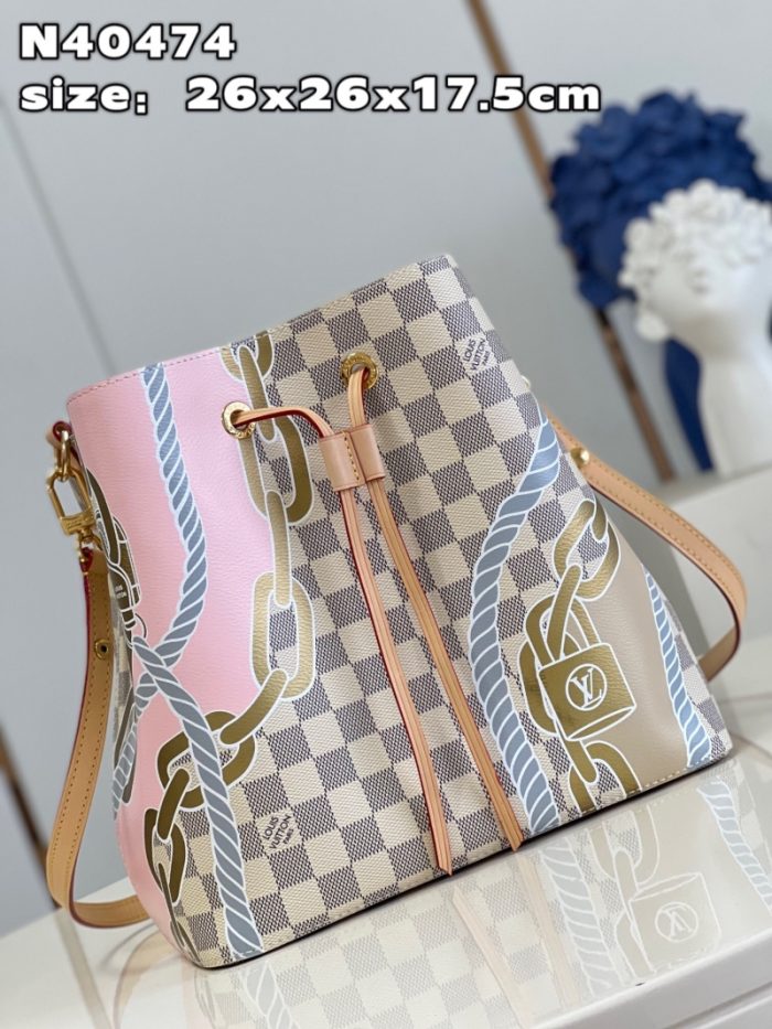 高仿LV Nautical 系列 NEONOE 中号手袋 LV航海印花水桶包