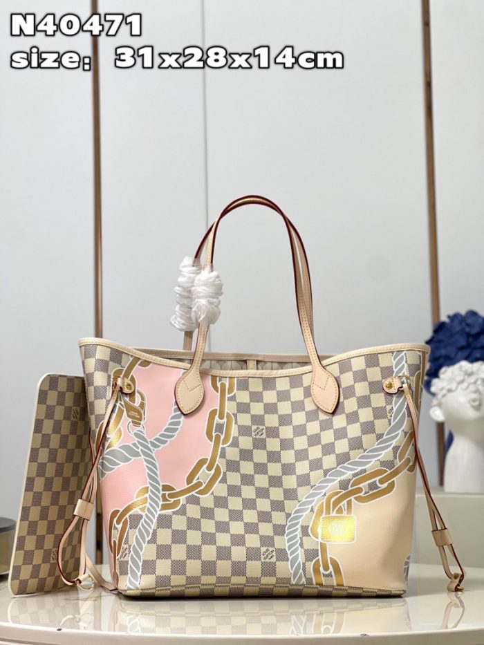 高仿LV Nautical 系列 NEVERFULL 中号手袋 LV航海印花购物袋
