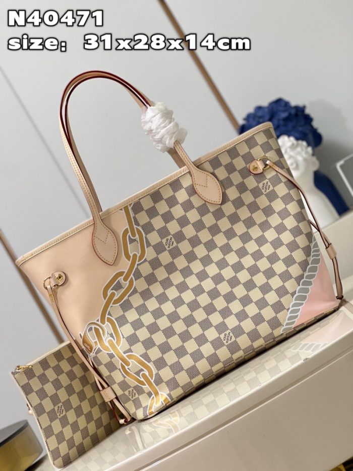 高仿LV Nautical 系列 NEVERFULL 中号手袋 LV航海印花购物袋