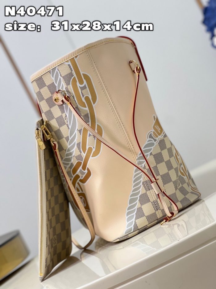 高仿LV Nautical 系列 NEVERFULL 中号手袋 LV航海印花购物袋