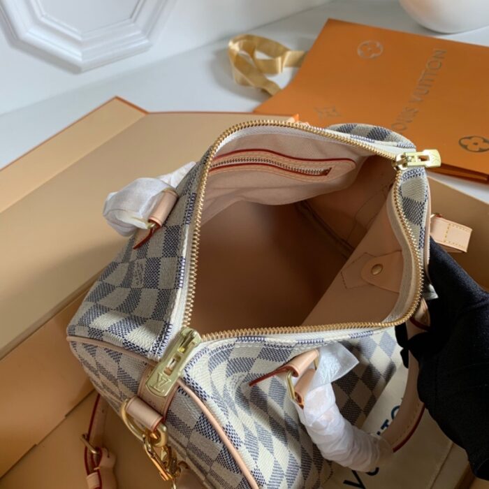 高仿LV Speedy 25 手袋（配肩带）DaAzur 涂层帆布枕头包