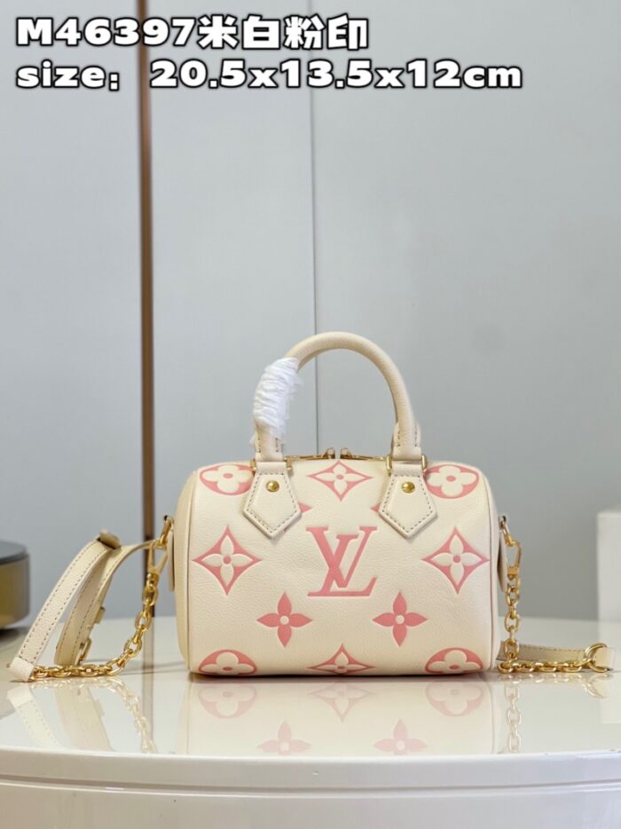 高仿LV SPEEDY BANDOULIERE 20 手袋 花卉图案枕头包