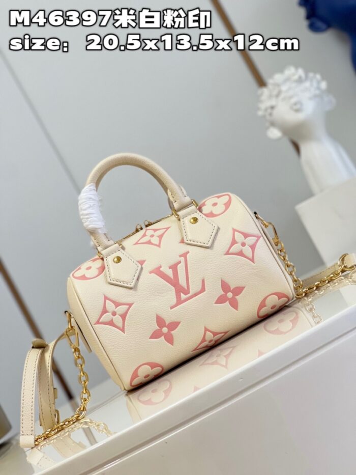 高仿LV SPEEDY BANDOULIERE 20 手袋 花卉图案枕头包