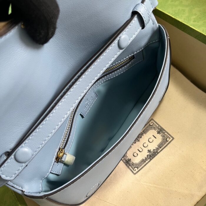 高仿GUCCI Blondie系列肩背包 圆形互扣式双G单肩包 浅蓝色
