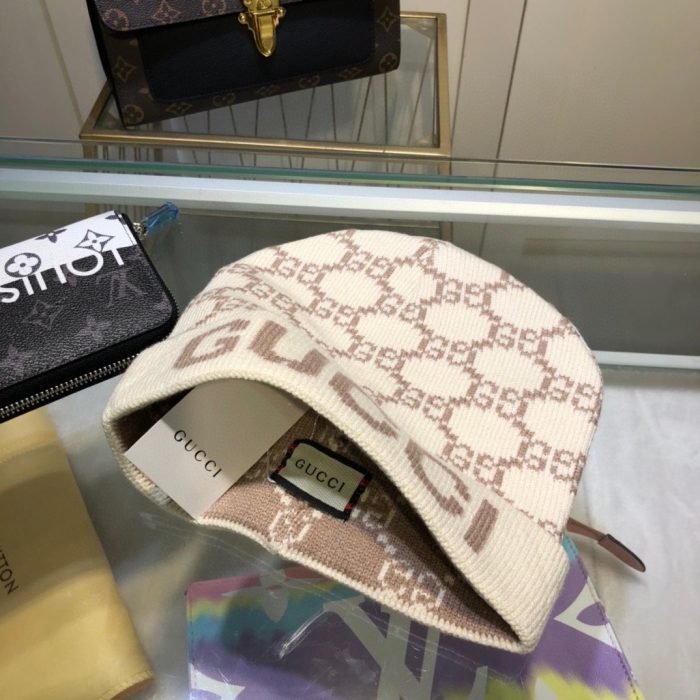 Gucci 米色羊绒毛线帽