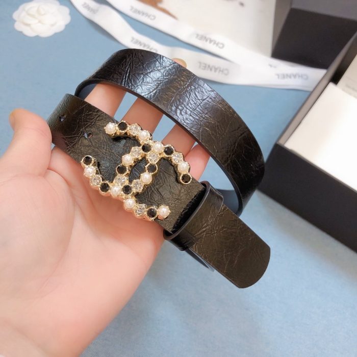Chanel 串珠带扣棕色金色金属和水钻女士腰带