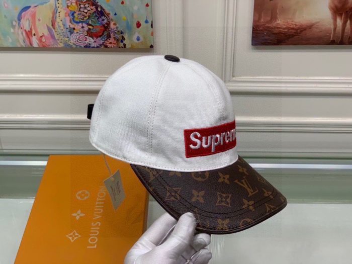 路易威登 Supreme 帽子 白色 LV 帽子