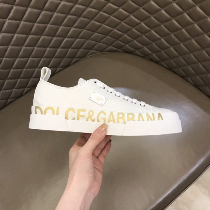 杜嘉班纳Gabbana 男士 DG 印花纳帕白色运动鞋