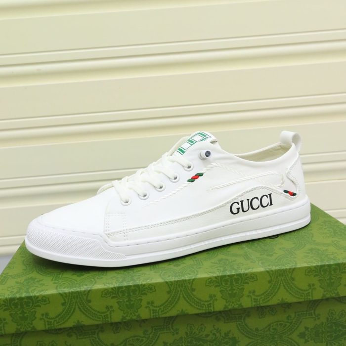 Gucci 男士白色扭绳刺绣运动鞋