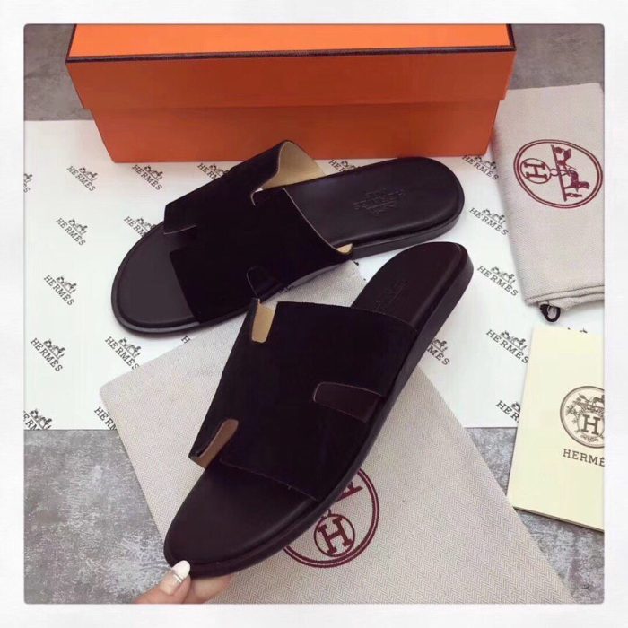 1:1爱马仕 (Hermes) 伊兹密尔男士凉鞋黑色