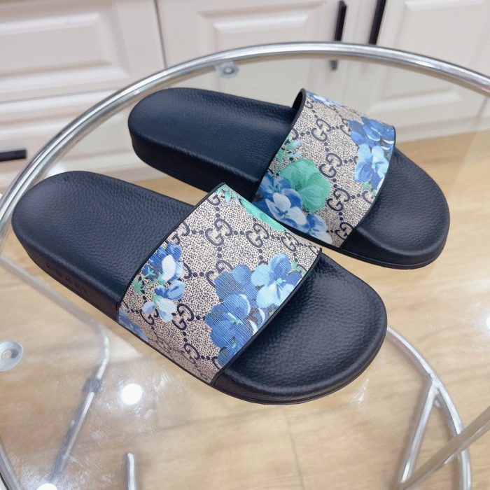 Gucci 男士拖鞋 Bloom Print 蓝色 408508 G2200