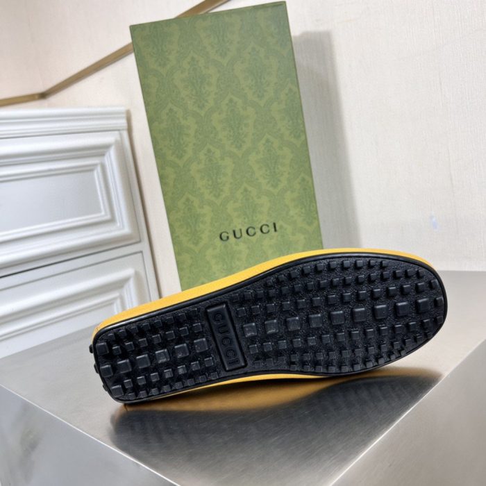 Gucci 男士黄色织带细节乐福鞋 6246981