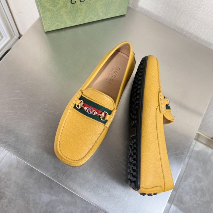 Gucci 男士黄色织带细节乐福鞋 6246981