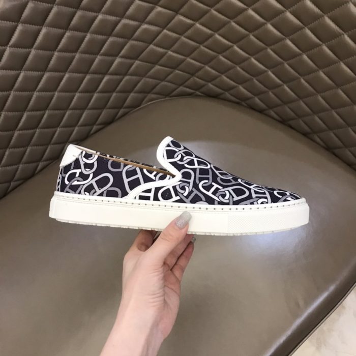 1:1爱马仕 (Hermes) 男士 Kick Interlock H 运动鞋黑色