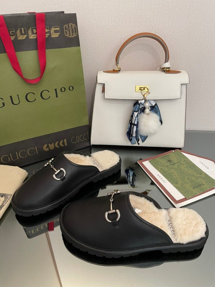 Gucci Elea 男士马衔扣穆勒鞋黑色