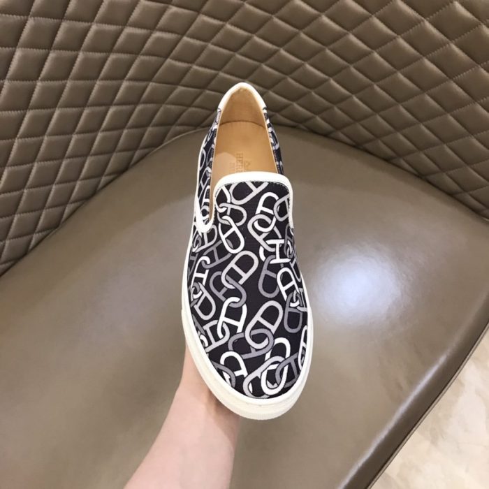 1:1爱马仕 (Hermes) 男士 Kick Interlock H 运动鞋黑色
