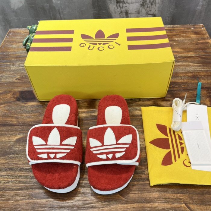 Gucci x Adidas 男士厚底 GG 红色凉鞋 702412 UU010 6560