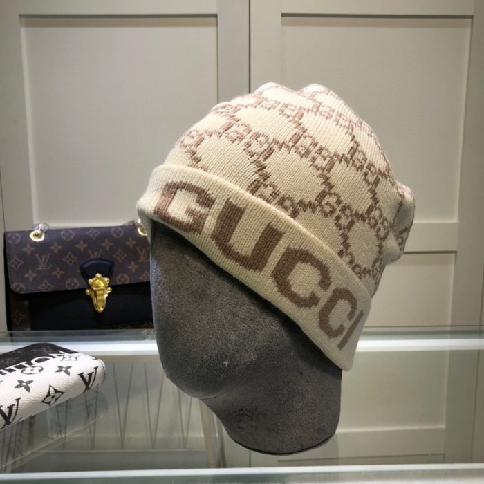 Gucci 米色羊绒毛线帽