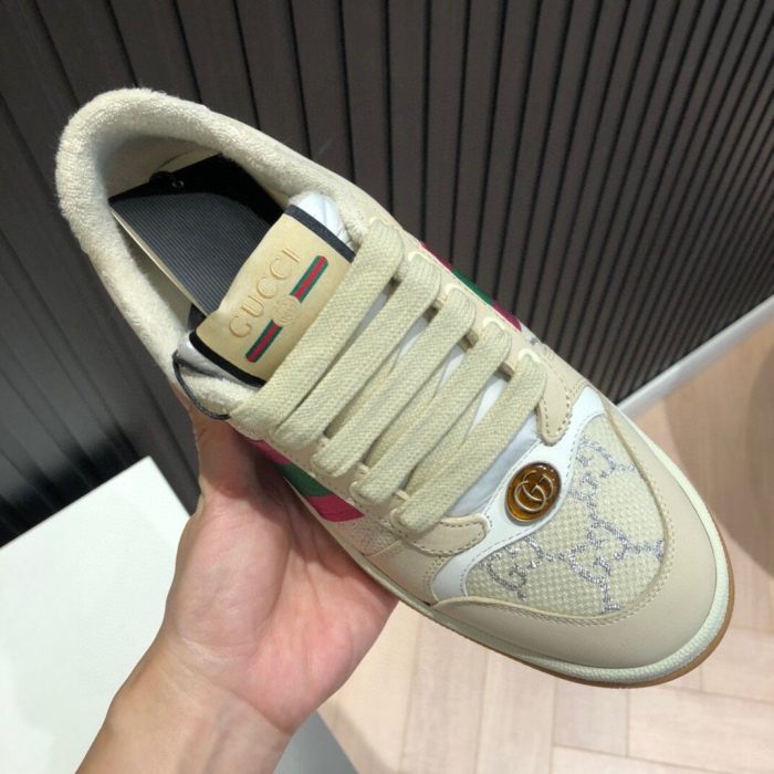 Gucci 男士 Screener GG 低帮米色粉绿色男士 546551