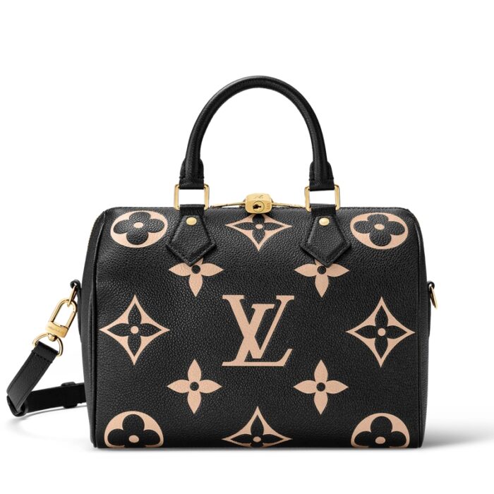 高仿LV SPEEDY BANDOULIERE 25 手袋 压纹粒面牛皮革枕头包