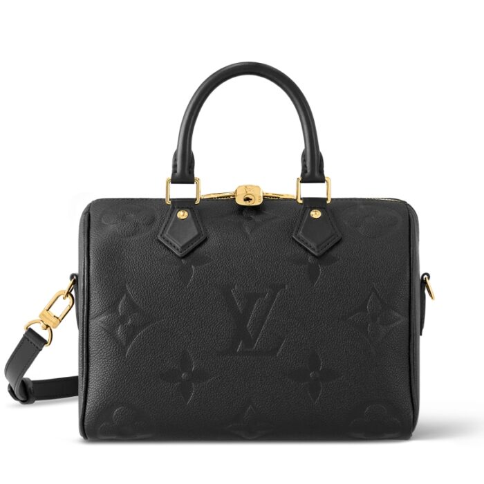 高仿LV SPEEDY BANDOULIERE 25 手袋 压纹软粒面牛皮革枕头包