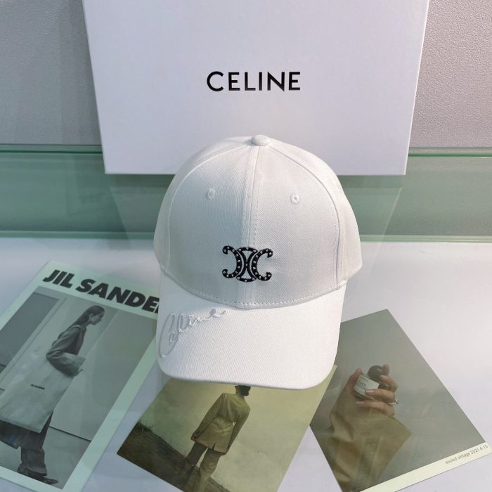 Celine 棉质白色棒球帽