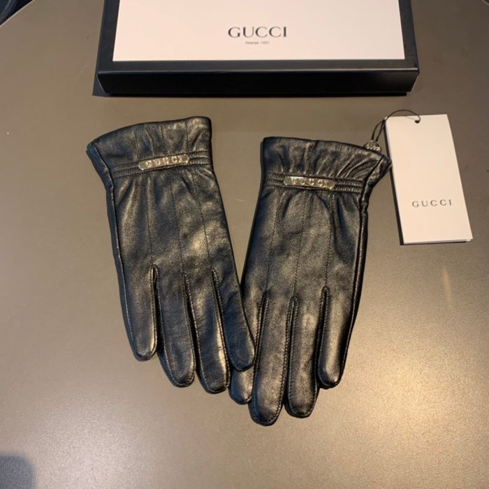 Gucci 黑色标志性双 G 图案手套