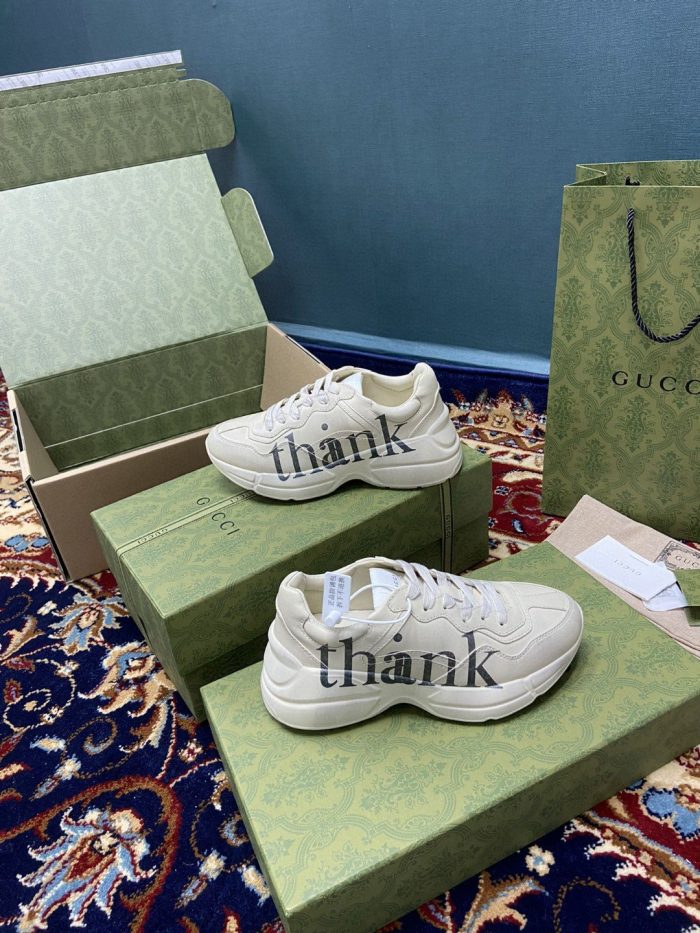Gucci 女士 Rhyton 女士感谢白色运动鞋 660938