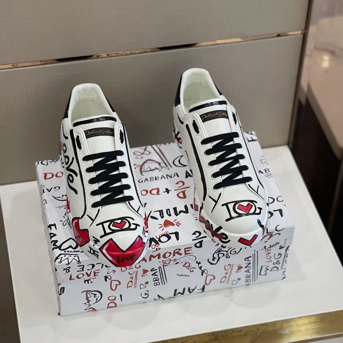 杜嘉班纳Gabbana 限量版 Portofino 男士白色运动鞋 DG 鞋履