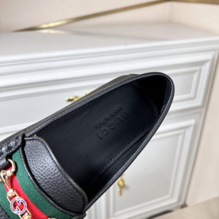Gucci 男士黑色织带细节乐福鞋 6246981XH101066