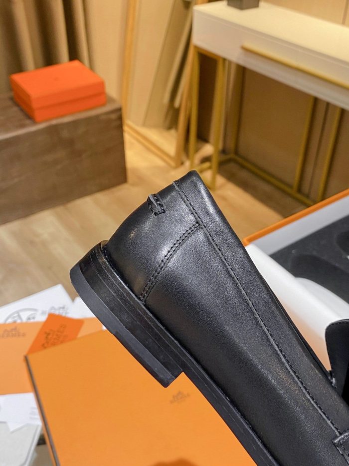 Hermes Destin 女式乐福鞋黑色，女鞋 H212114Z 02390