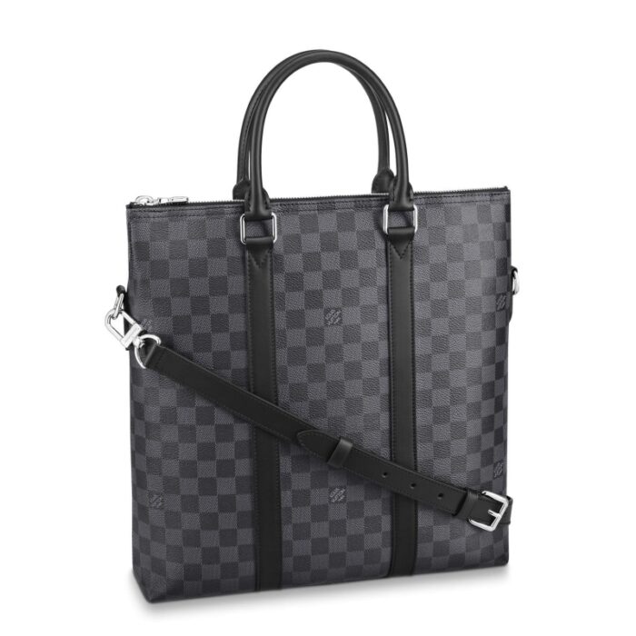 高仿LV Anton Tote 手袋 DaGraphite涂层帆布男士公文包