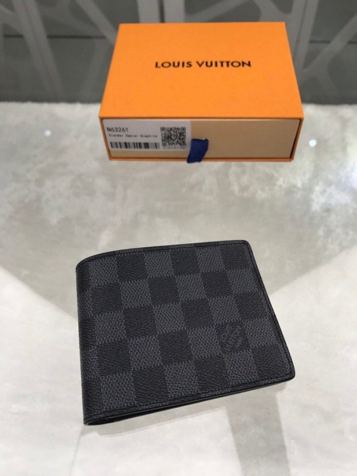 路易威登 男士长款钱包 Damier 石墨帆布，男士钱包 4.3 英寸/11 厘米 LV N63261