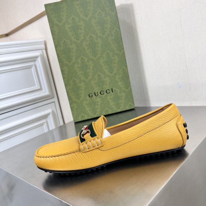 Gucci 男士黄色织带细节乐福鞋 6246981