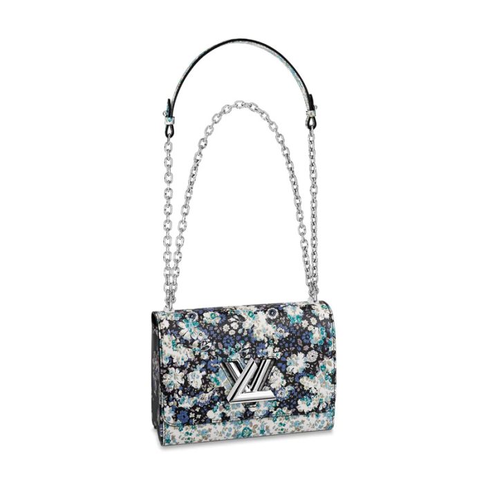 高仿LV TWIST 中号手袋 Nicolas Ghesquiere花卉女包 蓝色