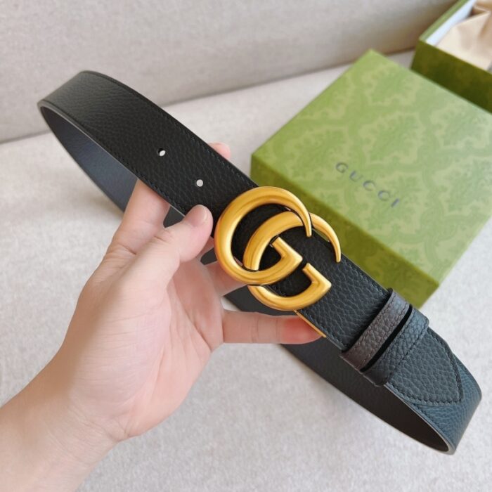 高仿GUCCI 双G带扣双面腰带 GG 金扣