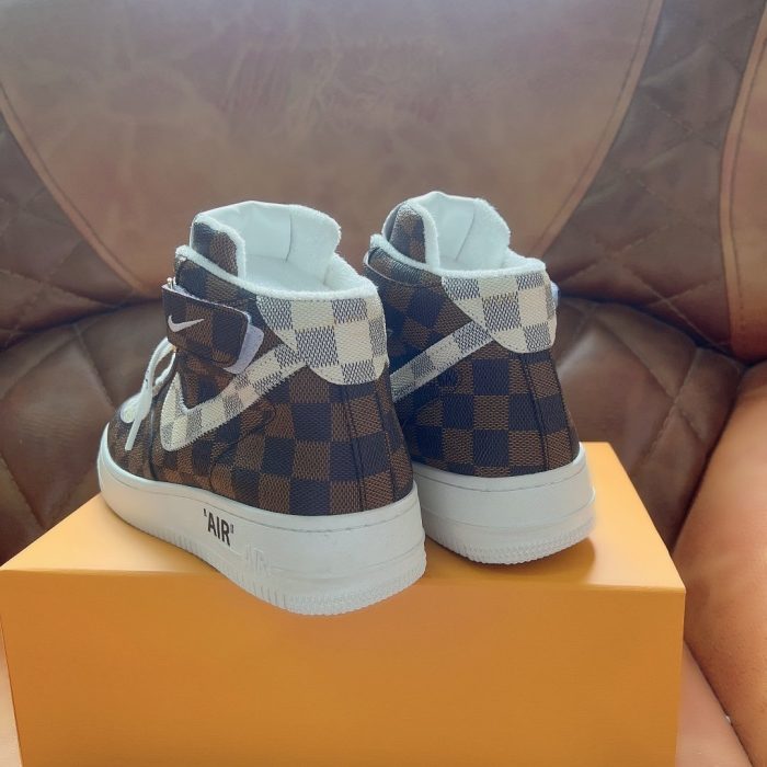 高仿Louis Vuitton 和 Nike Air Force 1 By Virgil Abloh Caro 白色/棕色男士男鞋