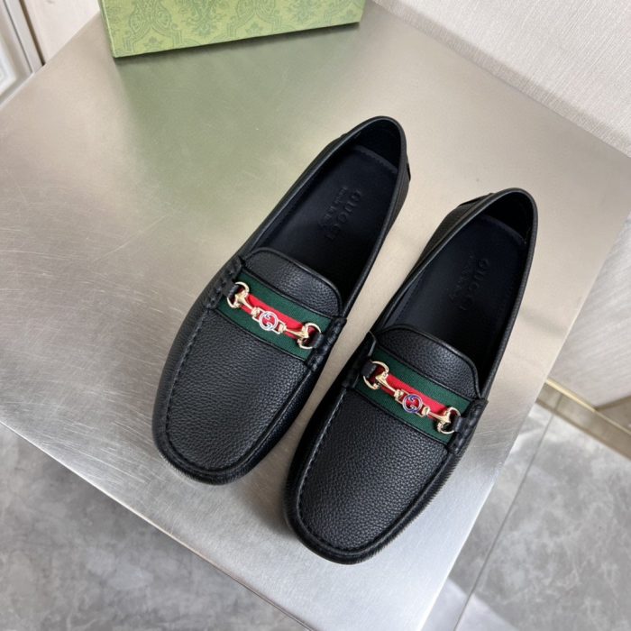Gucci 男士黑色织带细节乐福鞋 6246981XH101066