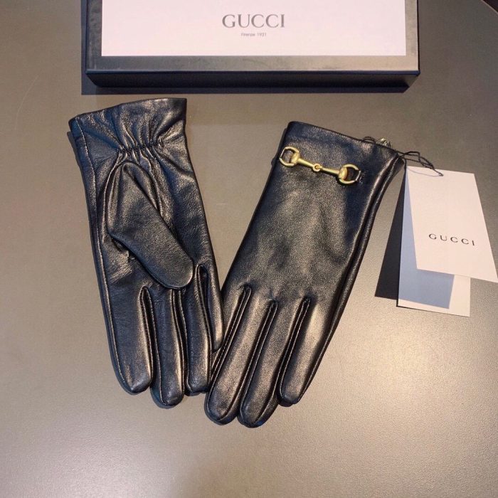 Gucci 黑色小时纹手套