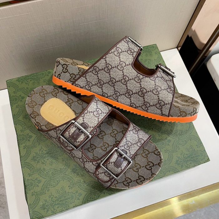 Gucci 男士系带拖鞋凉鞋灰橙色 658020 2HK60