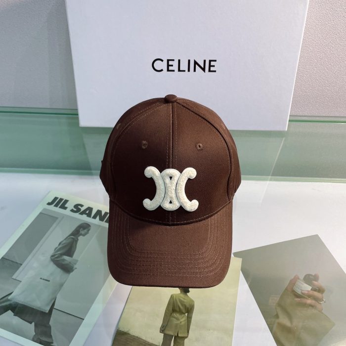 CELINE 深棕色棉质棒球帽