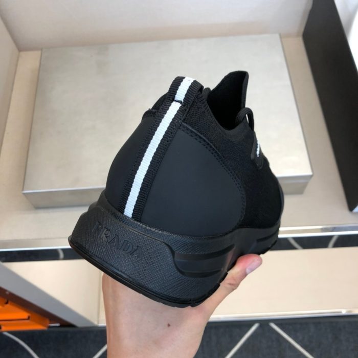 Prada 男士黑色针织面料运动鞋 1.6 英寸/40 毫米 PRD